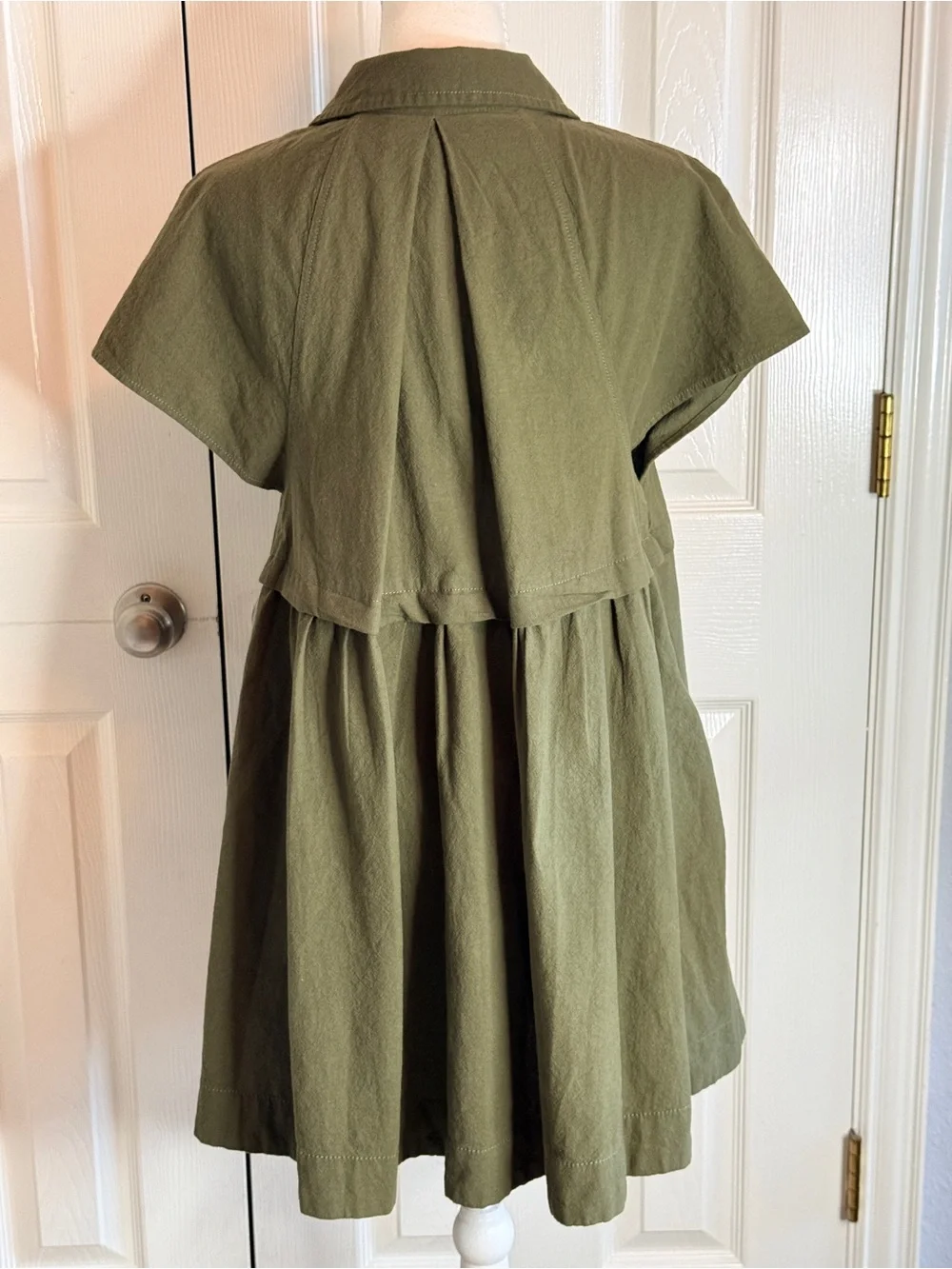 Free People Ronnie Poplin Mini Dress Garden Snake Olive Green S EUC